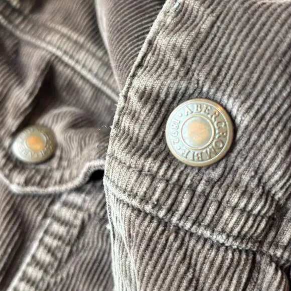 VTG 90s Abercrombie Fitch Corduroy Trucker Jacket Sherpa Lined Brown Men Medium - Picture 6 of 11